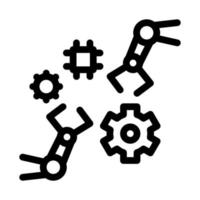 robotic arm process of machine learning line icon vector illustration