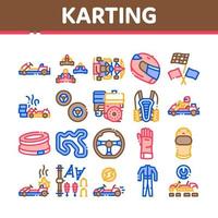 Karting Motorsport Collection Icons Set Vector