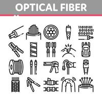 Optical Fiber Cable Collection Icons Set Vector