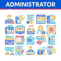 Administrator Business Collection Icons Set Vector Illustrations