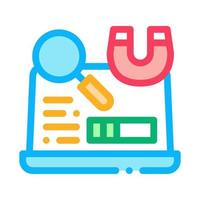 researching audit on laptop color icon vector illustration