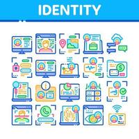 Digital Identity User Collection Icons Set Vector