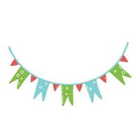 Carnival garland with flags. Decorative colorful party pennants for birthday celebration, festival and fair decoration. Holiday background with hanging flags. Vector