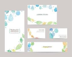 Hand drawn vector design templates. leaflet cover, card, business cards, banner -drop and leaf