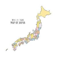 Hand drawn map of Japan vector