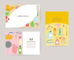 card template set with simple daily necessities illustration vector