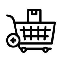 comprar productos y agregar en el carrito de mercado icono negro ilustración vectorial vector