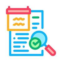 researching and accepting finance audit color icon vector illustration