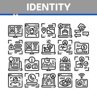 conjunto de iconos de colección de usuario de identidad digital vector