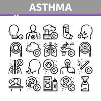 Asthma Sick Allergen Collection Icons Set Vector