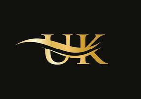 Modern UK Logo Design for business and company identity. Creative UK letter with luxury concept vector