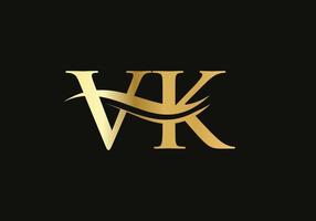 Modern VK Logo Design for business and company identity. Creative VK letter with luxury concept vector