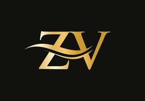 vector de logotipo zv de onda de agua. diseño de logotipo swoosh letter zv para identidad empresarial y empresarial
