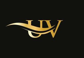 Modern UV logotype for luxury branding. Initial UV letter business logo design vector