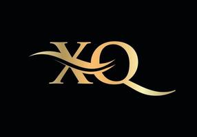 vector de logotipo xq de onda de agua. diseño de logotipo swoosh letter xq para identidad empresarial y empresarial