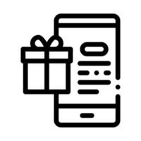 aplicación de teléfono de compras en línea y regalo para el cliente icono negro ilustración vectorial vector