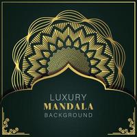 luxury mandala golden with a black background elegant design for anniversary invitation henna vector