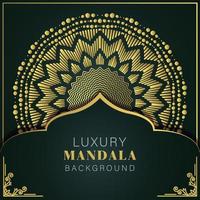 luxury mandala golden with a black background elegant design for anniversary invitation henna vector