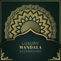 luxury mandala golden with a black background elegant design for anniversary invitation henna vector