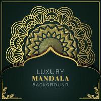 luxury mandala golden with a black background elegant design for anniversary invitation henna vector