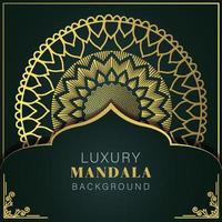 luxury mandala golden with a black background elegant design for anniversary invitation henna vector