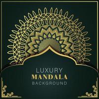 luxury mandala golden with a black background elegant design for anniversary invitation henna vector