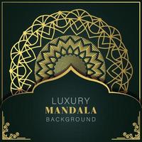 luxury mandala golden with a black background elegant design for anniversary invitation henna vector