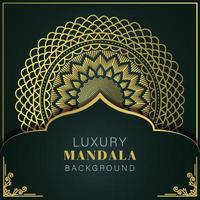 luxury mandala golden with a black background elegant design for anniversary invitation henna vector