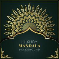 luxury mandala golden with a black background elegant design for anniversary invitation henna vector