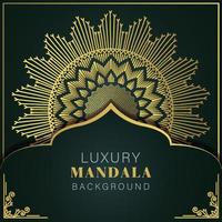 luxury mandala golden with a black background elegant design for anniversary invitation henna vector