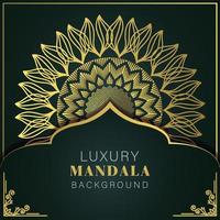 luxury mandala golden with a black background elegant design for anniversary invitation henna vector