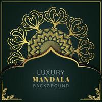 luxury mandala golden with a black background elegant design for anniversary invitation henna vector