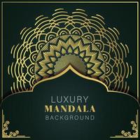 luxury mandala golden with a black background elegant design for anniversary invitation henna vector