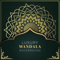 luxury mandala golden with a black background elegant design for anniversary invitation henna vector