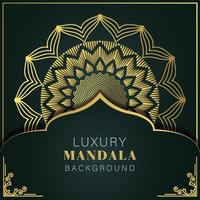 luxury mandala golden with a black background elegant design for anniversary invitation henna vector