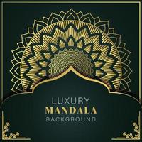 luxury mandala golden with a black background elegant design for anniversary invitation henna vector