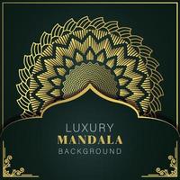 luxury mandala golden with a black background elegant design for anniversary invitation henna vector