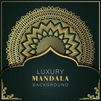 luxury mandala golden with a black background elegant design for anniversary invitation henna vector