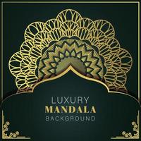 luxury mandala golden with a black background elegant design for anniversary invitation henna vector