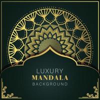 luxury mandala golden with a black background elegant design for anniversary invitation henna vector