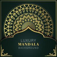 luxury mandala golden with a black background elegant design for anniversary invitation henna vector