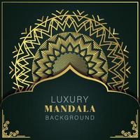 luxury mandala golden with a black background elegant design for anniversary invitation henna vector