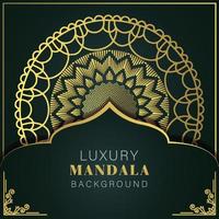 luxury mandala golden with a black background elegant design for anniversary invitation henna vector