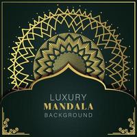 luxury mandala golden with a black background elegant design for anniversary invitation henna vector