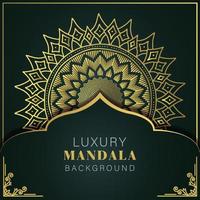 luxury mandala golden with a black background elegant design for anniversary invitation henna vector