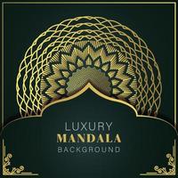 luxury mandala golden with a black background elegant design for anniversary invitation henna vector