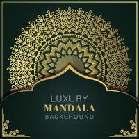 luxury mandala golden with a black background elegant design for anniversary invitation henna vector