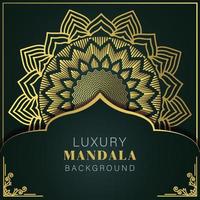 luxury mandala golden with a black background elegant design for anniversary invitation henna vector