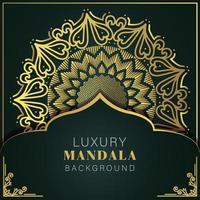 luxury mandala golden with a black background elegant design for anniversary invitation henna vector