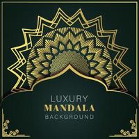 luxury mandala golden with a black background elegant design for anniversary invitation henna vector